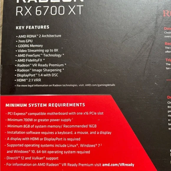 AMD Radeon RX 6700 XT PowerColor Box - Black & Red - Picture 3 of 3